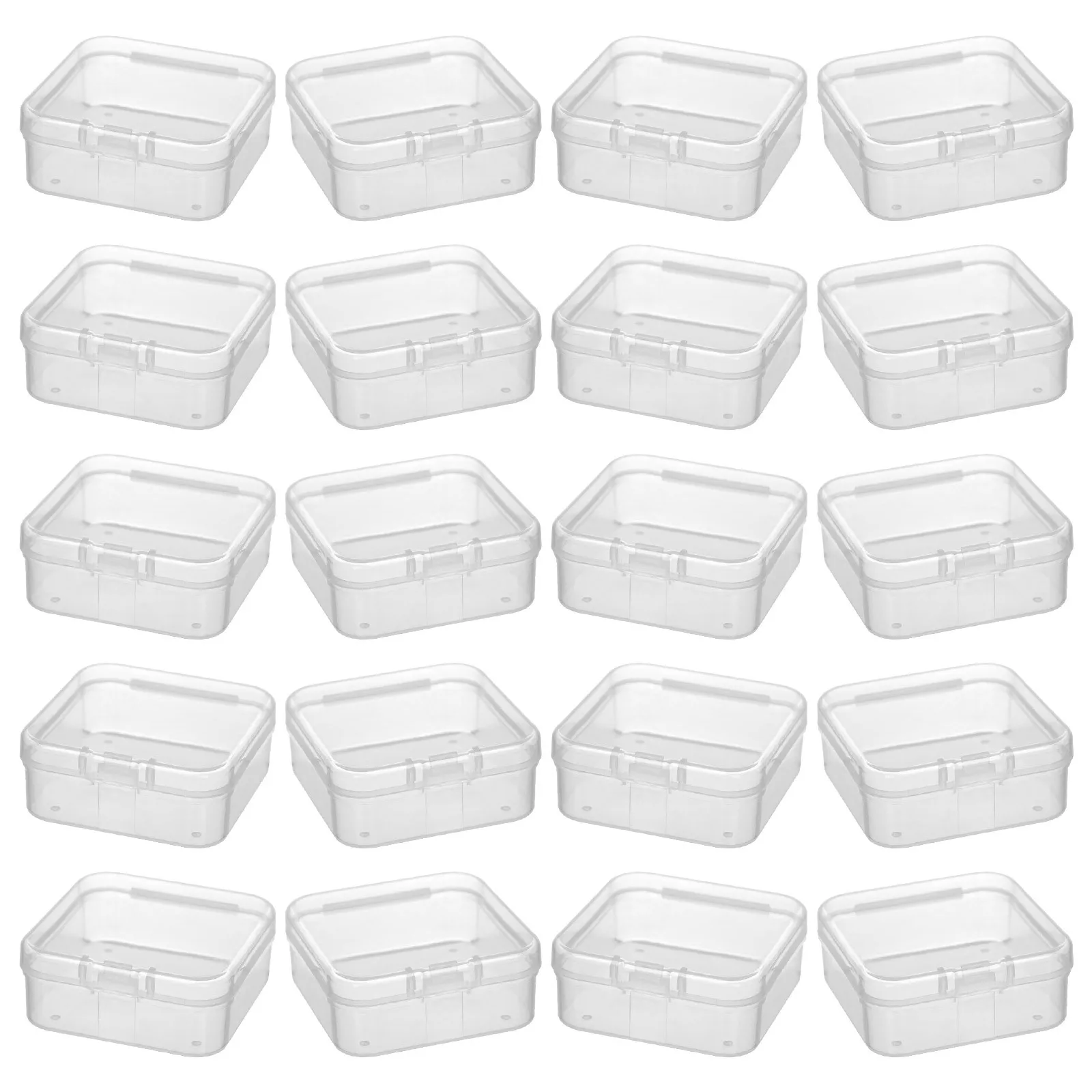 

20Pcs Clear Small Plastic Box Strong Non-Deformable Storage Case for Beads Ear Studs Necklaces Office Desk Organization