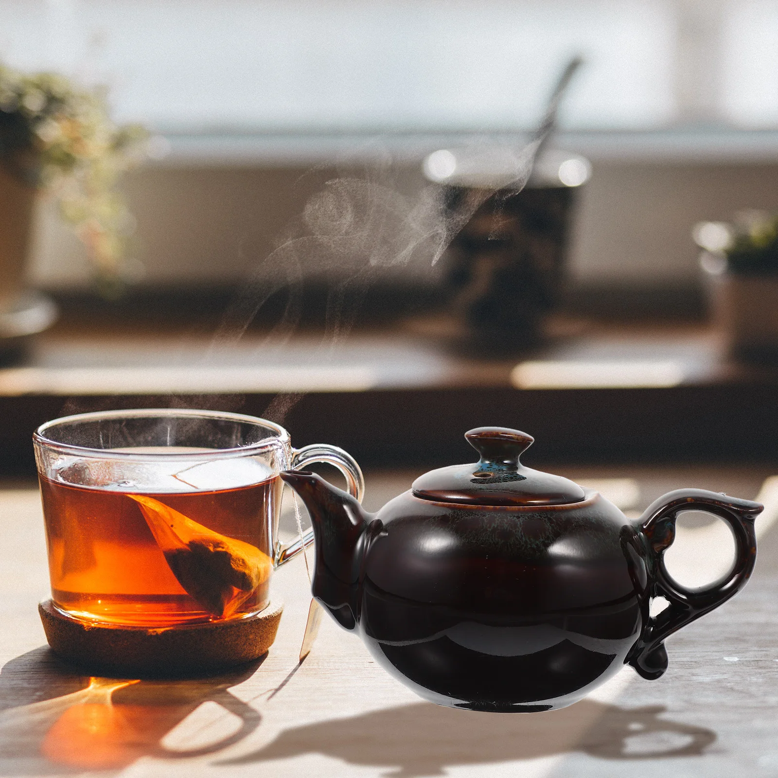

Retro Decor Heat-resistant Teapot Kettle for Home Delicate Ceramic Chinese Dispenser with Side Handle Office