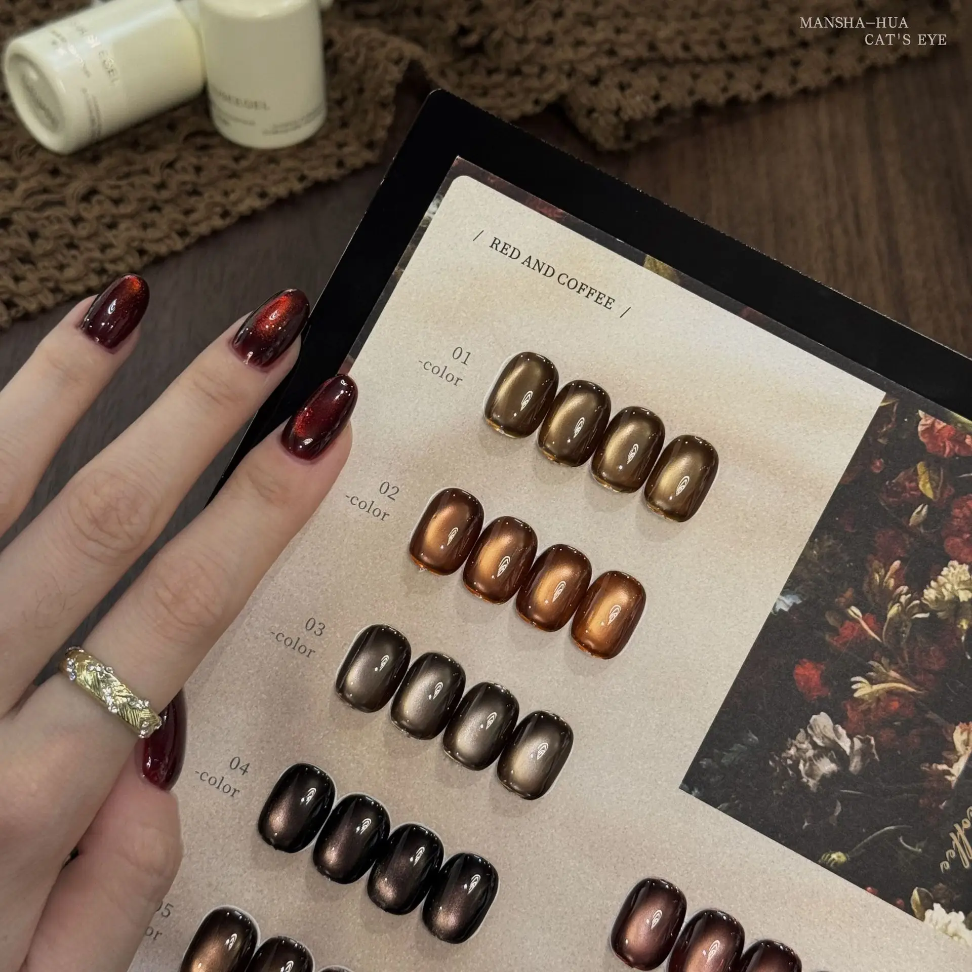 HEMAフリー15ml MANSHA-HUA グラスビーズグリッター キャットマグネティックネイルジェルポリッシュ ソークオフ UV/LED対応 マニキュア