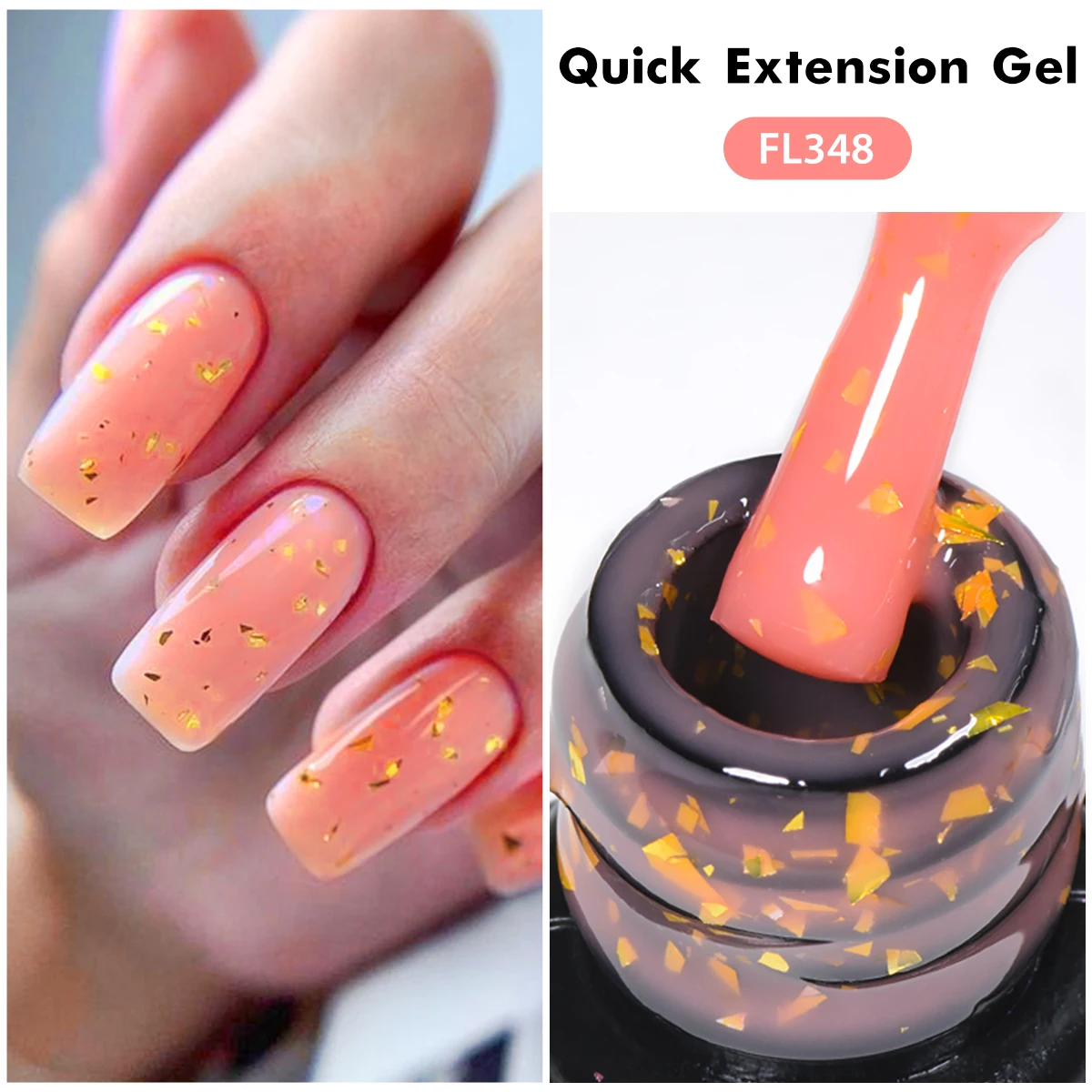 Vernis à ongles Gel à Extension rapide, 6 couleurs, paillettes, feuilles d'or rose, effet Vernis, Semi-Permanent, UV LED, Gel dur pour Nail Art, 7ml