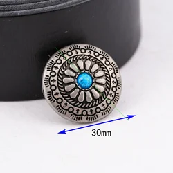 ROUND ANTIQUE SILVER WESTERN LEATHERCRAFT COWBOY FLOWER EQUESTRIAN SADDLE CONCHOS SCREW