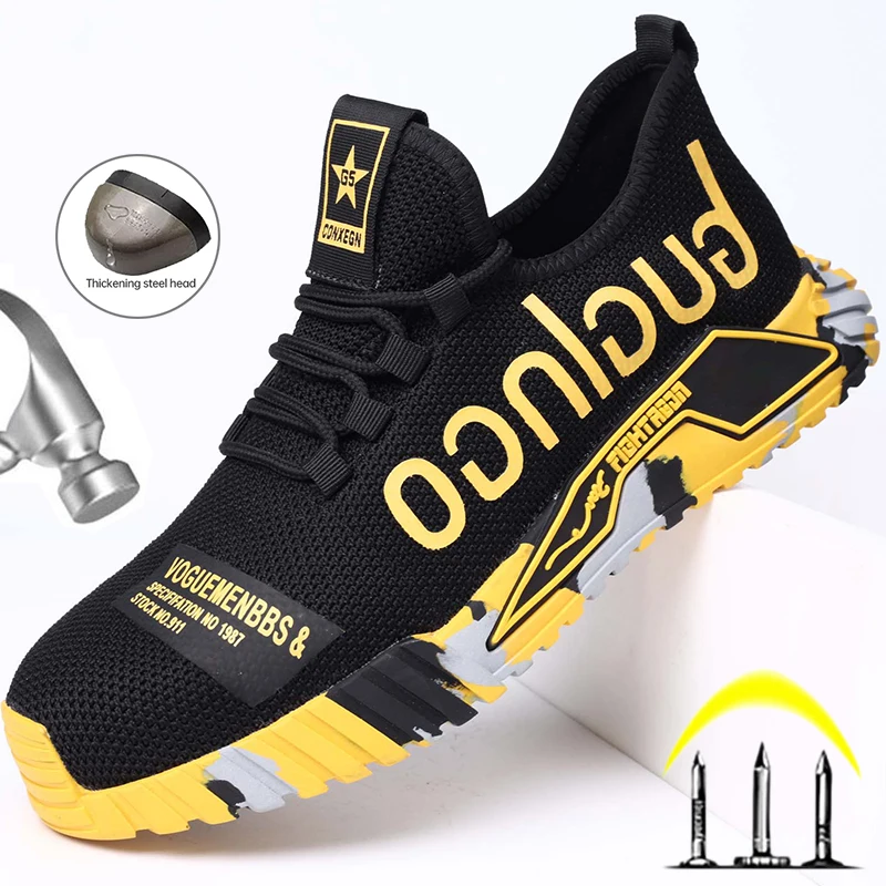 Fashion Safety Shoes With Steel Toe Cap Work Sneakers Men Women Work Shoes Puncture-Proof Work Safety Boots Safety Footwear 2024