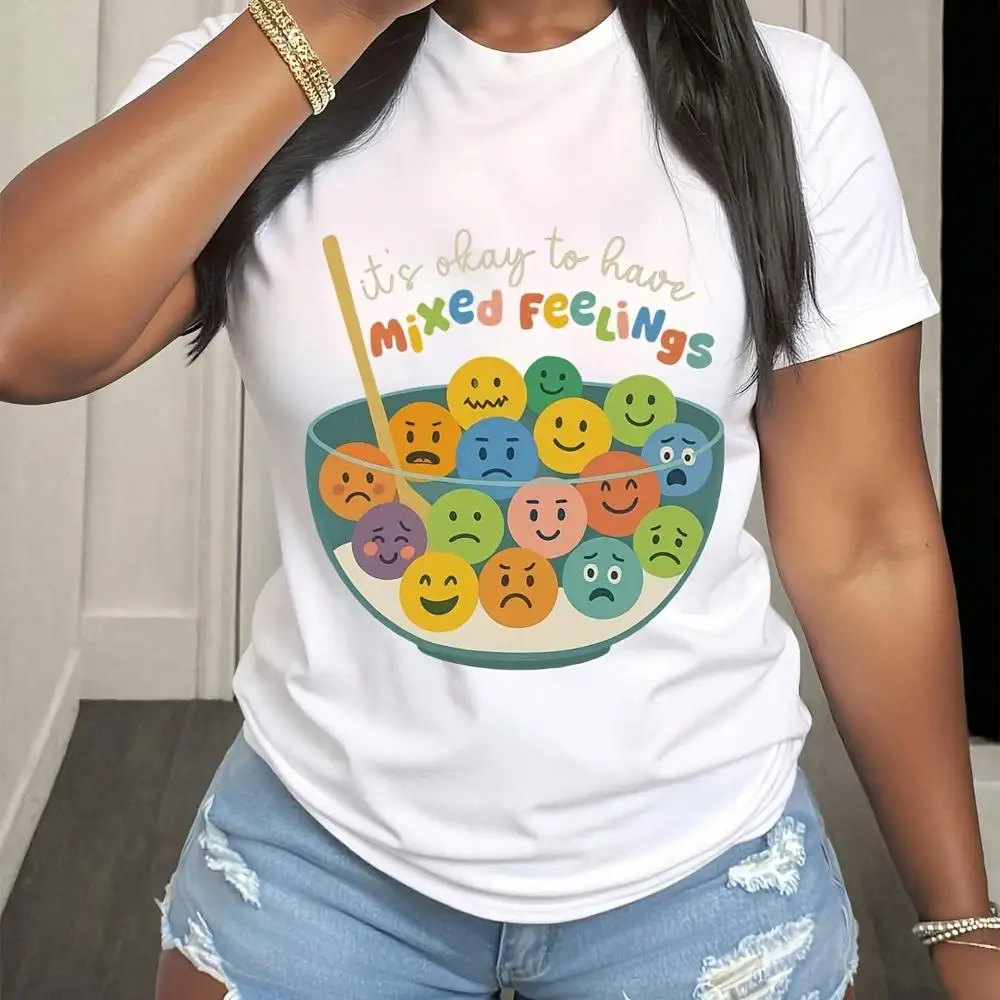 Its Okay To Have Mixed Feelings T-Shirt, Mental Health Therapy Tee, Teacher Emotions TShirt, Inclusion Counselor T-Shirt BCBA,Women s Clothing