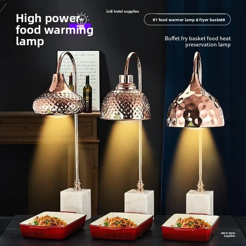 Stainless Steel Buffet Marble Insulation Lamp, Electroplated Constant Temperature Food Insulation Lamp, Commercial Counter