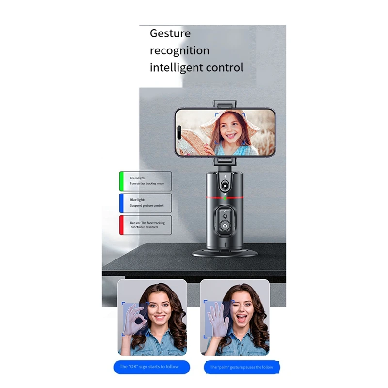 P02 360 °   Gimbal Estabilizador Desktop AI Gimbal de rastreamento automático com controle remoto para estabilizador de smartphone