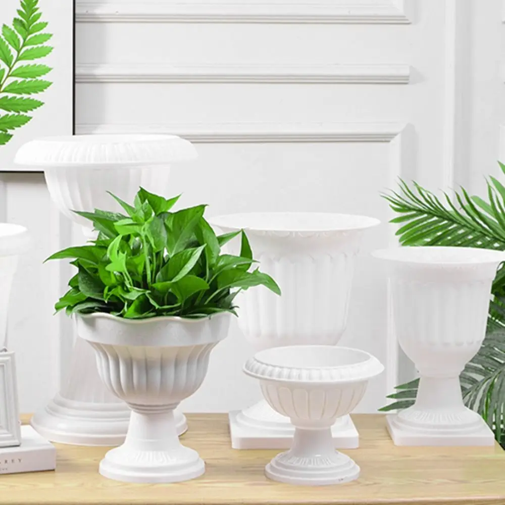 Durable White Roman Plant Flower Pot Plastic Romantic Porch Planter Retro Hydroponic Flower Pot Tabletop Ornament