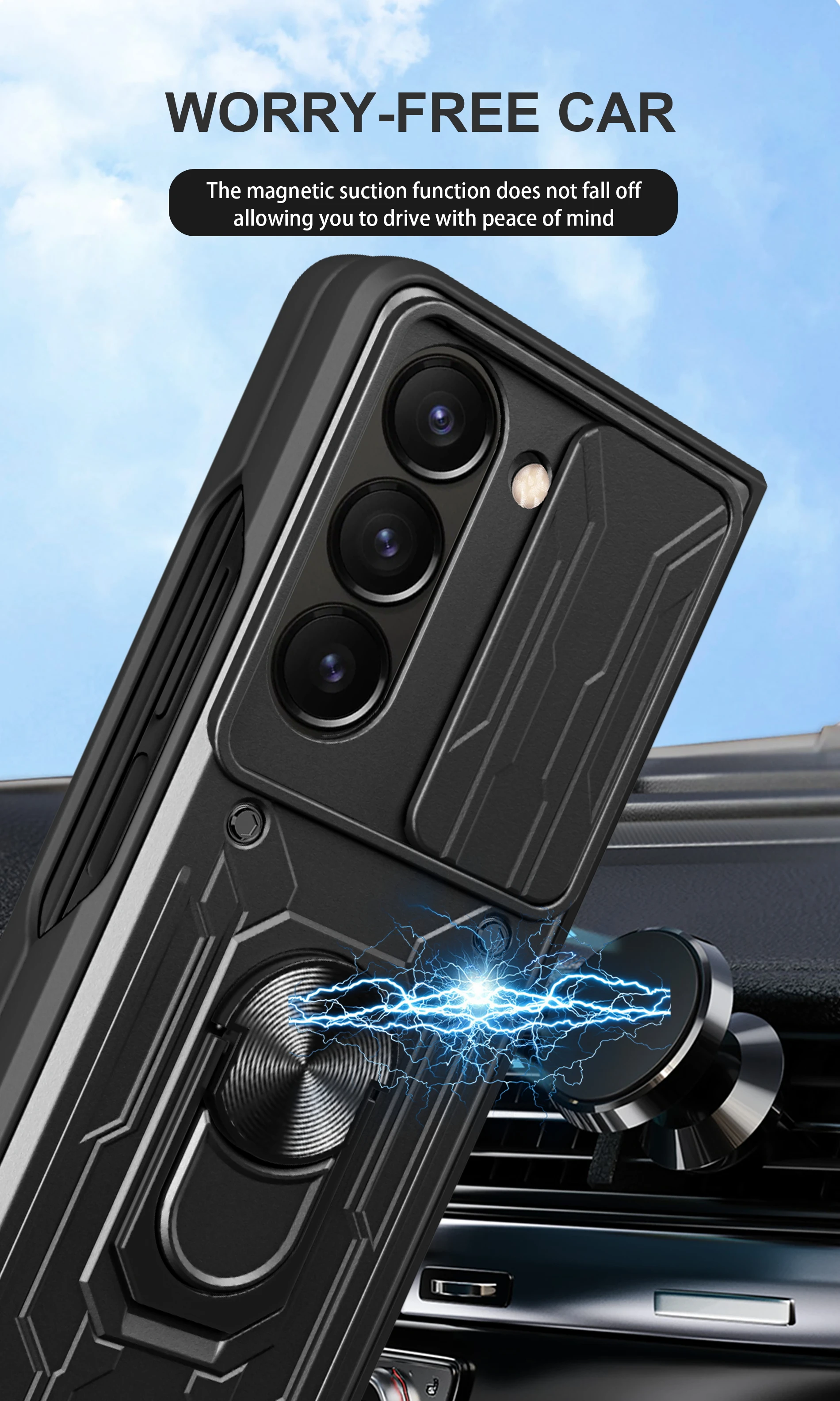 

Для Samsung Galaxy Z Fold 7/Z Fold 6/Z Fold 5/Z Fold4 Автомобильный магнитный вращающийся кольцевой чехол для телефона, держатель для карт, защитный чехол