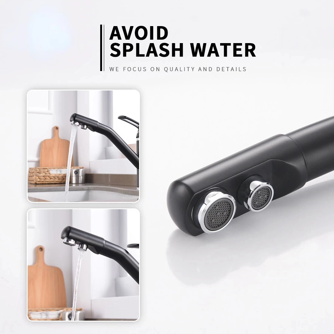 360° Rotation Kitchen Faucet Hot and Cold Mixer 3 Way Filter Tap Copper Dual Spout Purifier Sink Faucet Direct Drinking Faucet