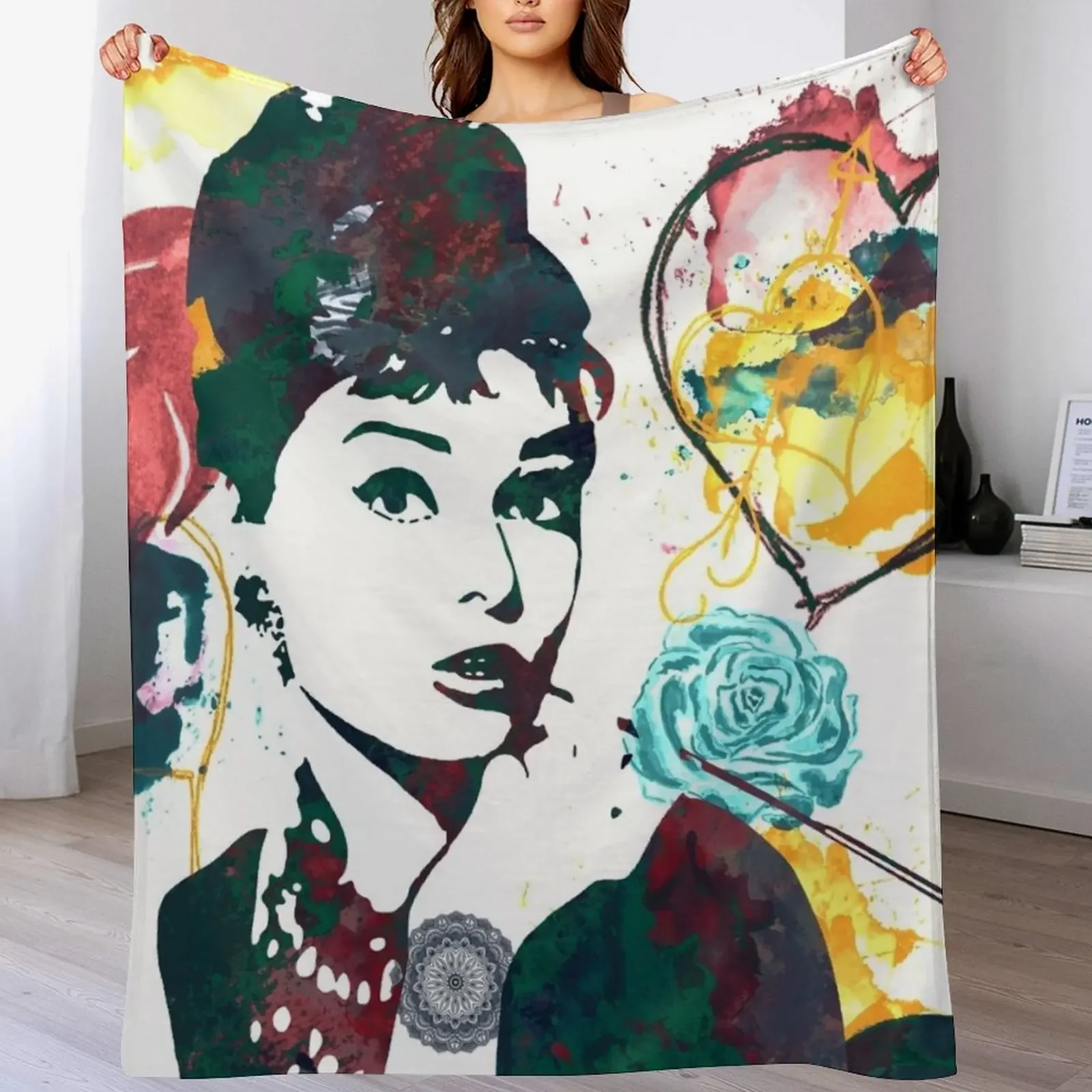 Audrey Hepburn nature colours Throw Blanket Soft Bedroom Blanket for Night Sleeping