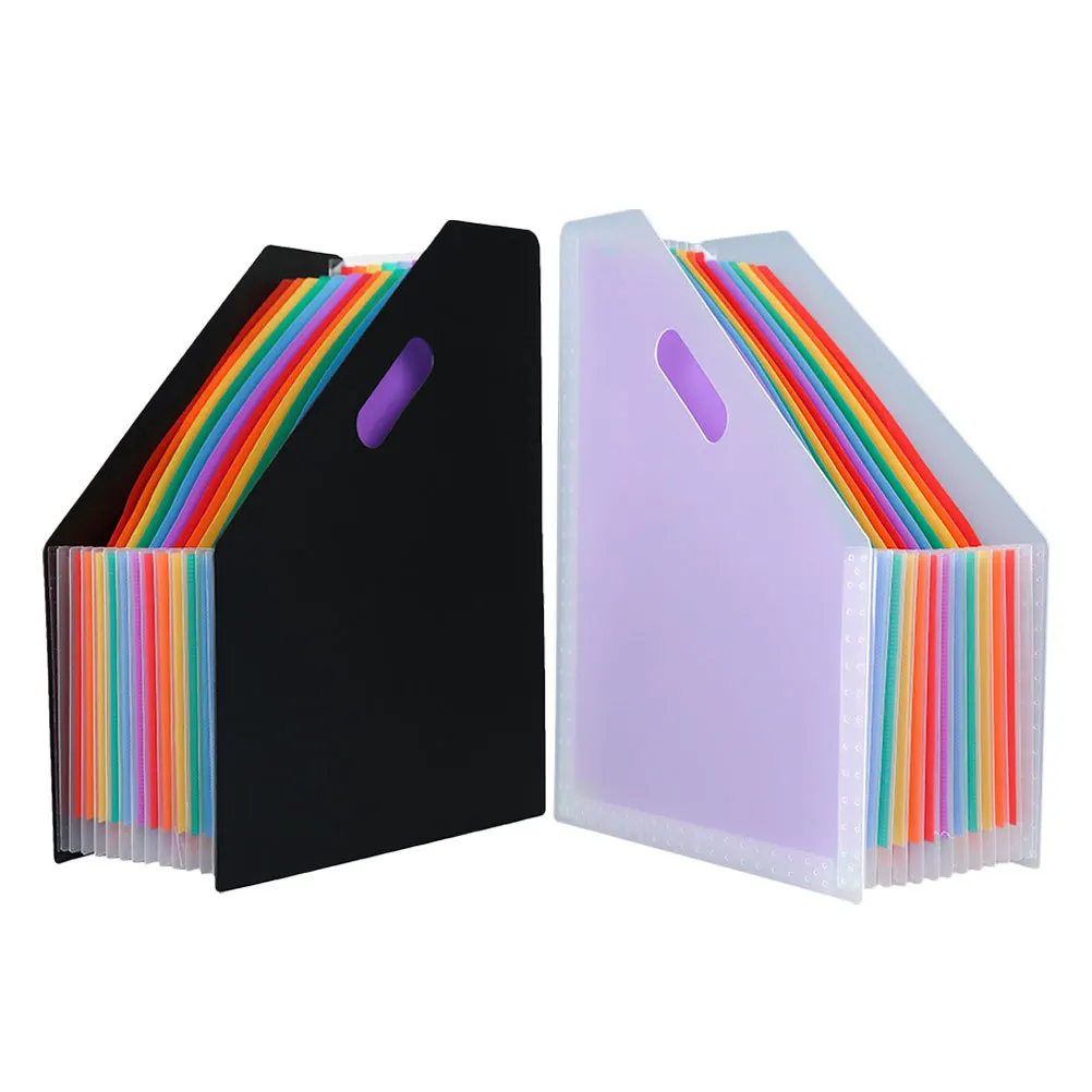 Cartella di file per fisarmonica da 2 pezzi Materiale PP Organizzatore di documenti espandibile Portadocumenti da tavolo portatile di grande capacità Uso in ufficio