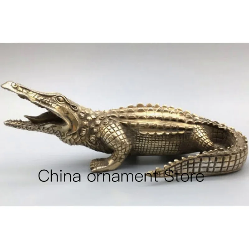 

Rare Collectibles Old Tibetan Silver Sculpture Bronze Statue Crocodile Statue