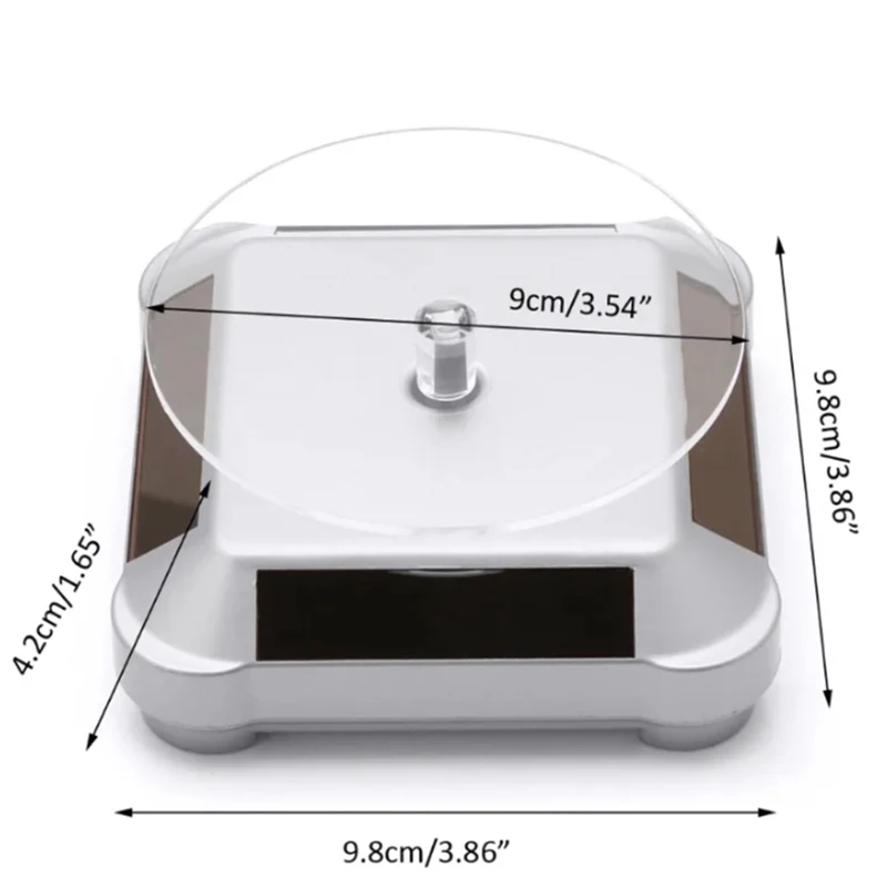 Turntable 360°Rotating Stand Solar Power Jewelry Spinner Watch Hobby Collection Shelf Rotating Display Multicolor