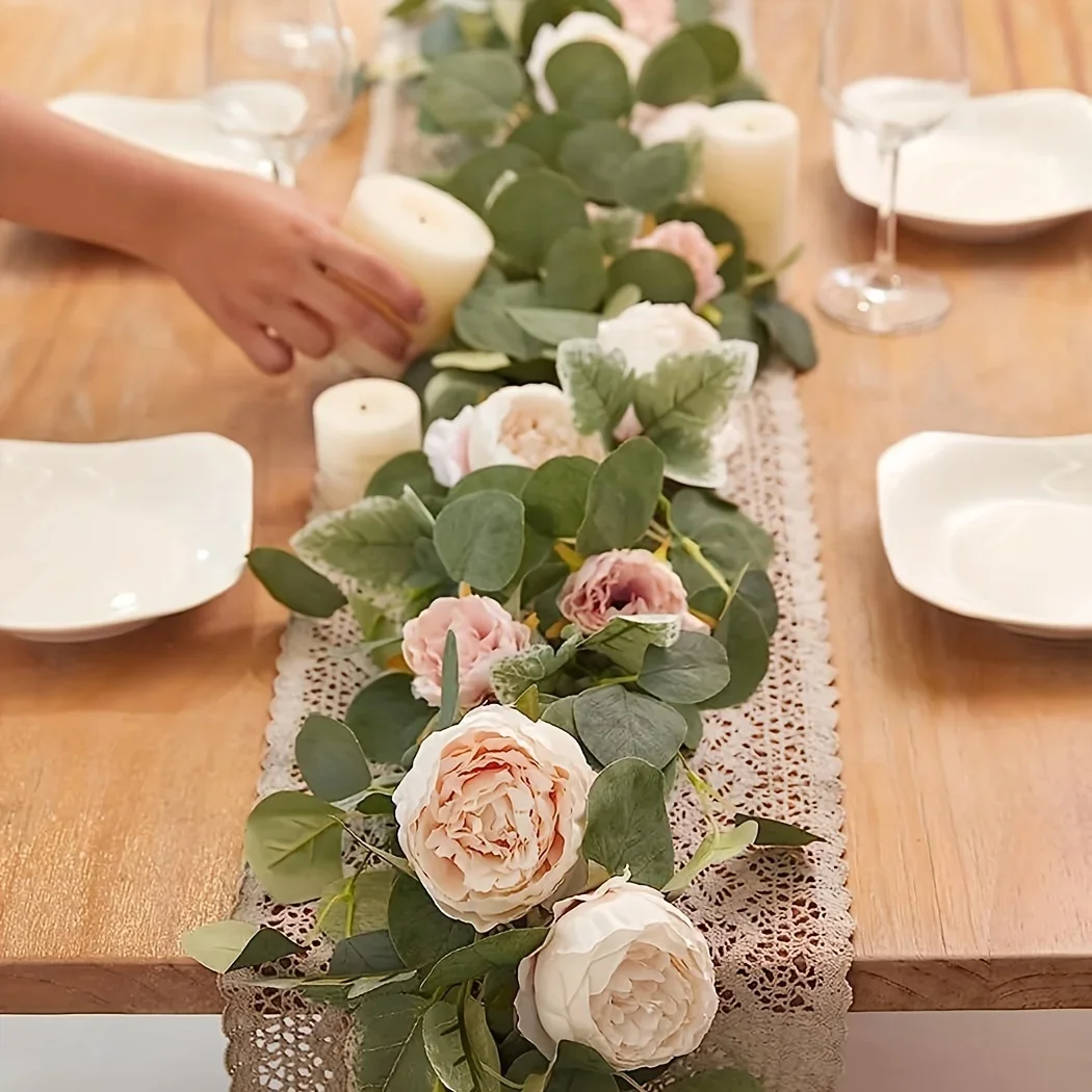 

Artificial Peony Rose Vine, Wedding Party Decoration Artificial Flowers, Green Wall Hanging Plants, Simulated Flower Belt Love