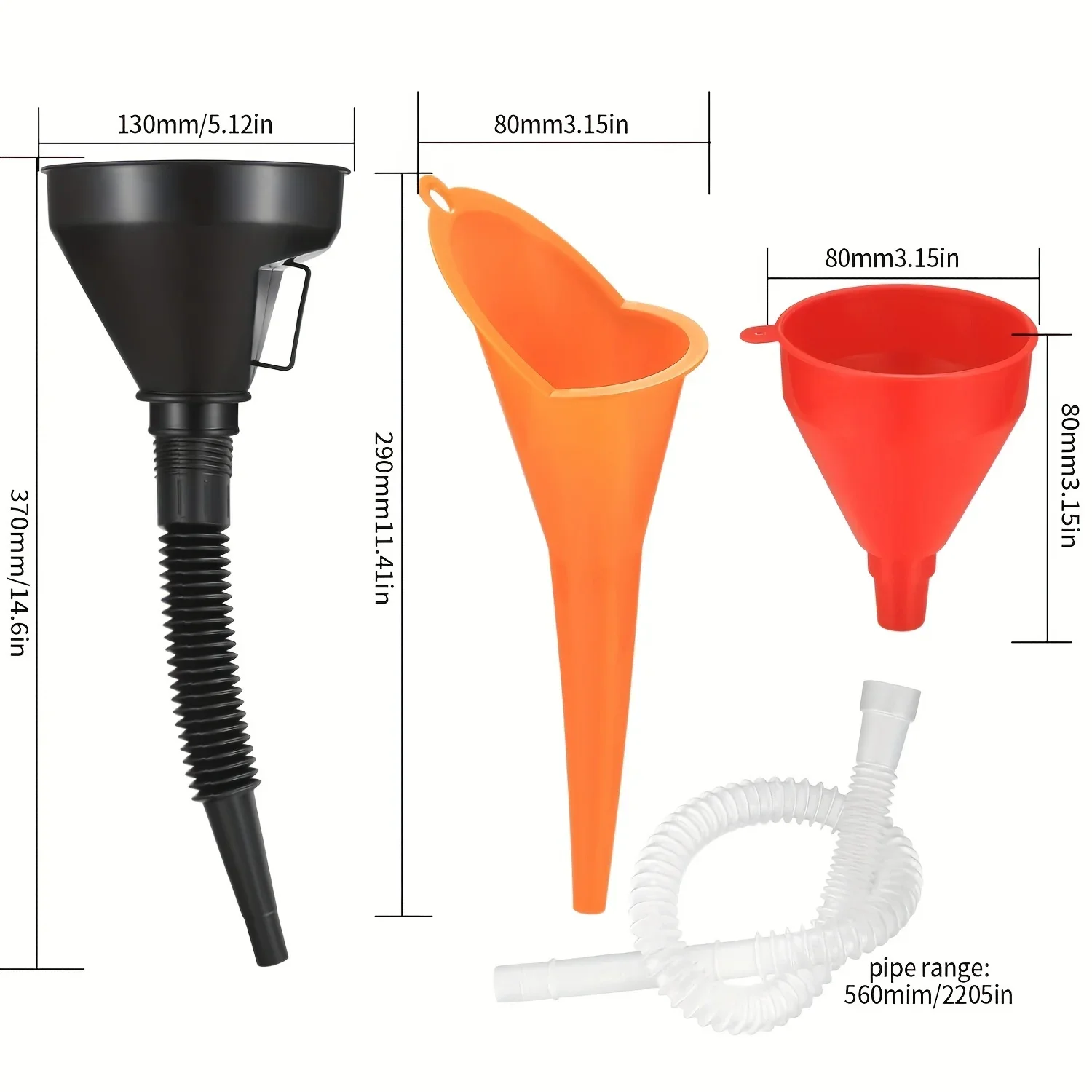 3-Piece Car Motorcycle Funnel Set Plastic Oil Funnel Right Angled Detachable Nozzle And Filter for Auto Maintenance view 6