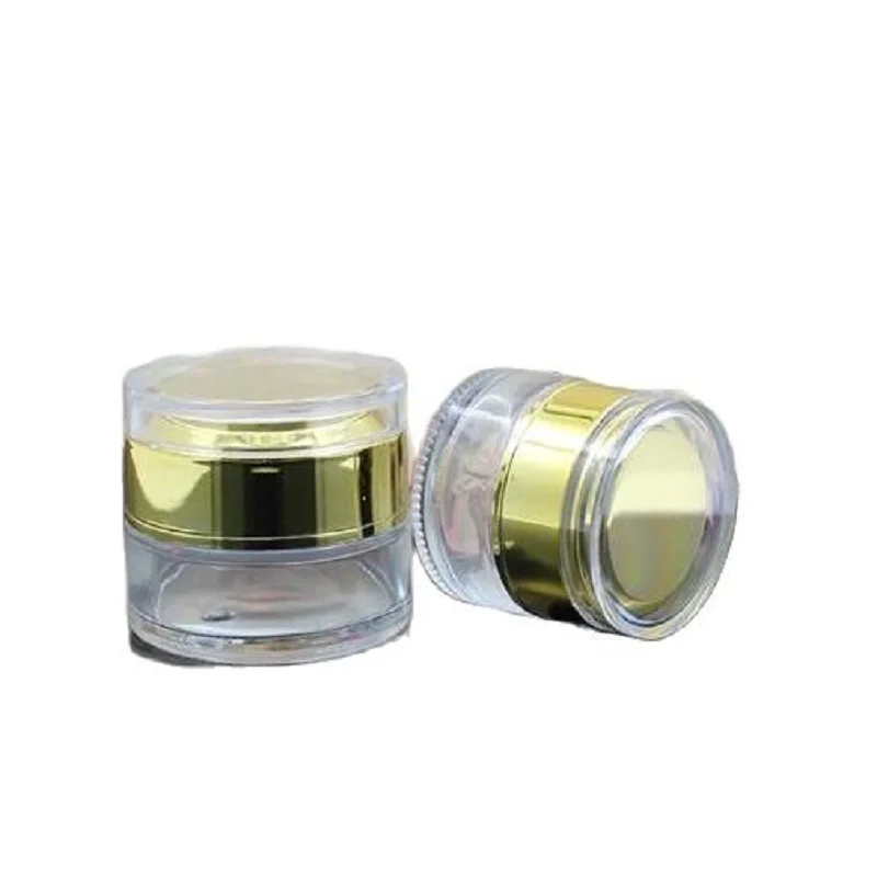 10pcs Skincare Glass Cream Containers Empty Clear Jar Shiny Gold Acrylic Lid Refillable Packing Bottle 20G 30G 50G Cosmetic Pots