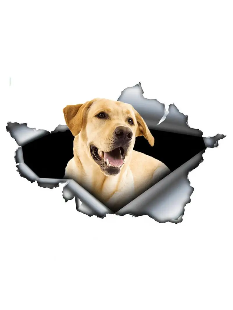 Naklejka samochodowa Śliczny żółty labrador retriever 3D rozdarty metalowy samochód naklejka winylowa zderzak bagażnika niestandardowa naklejka pcv 15cm — zdjęcie 2
