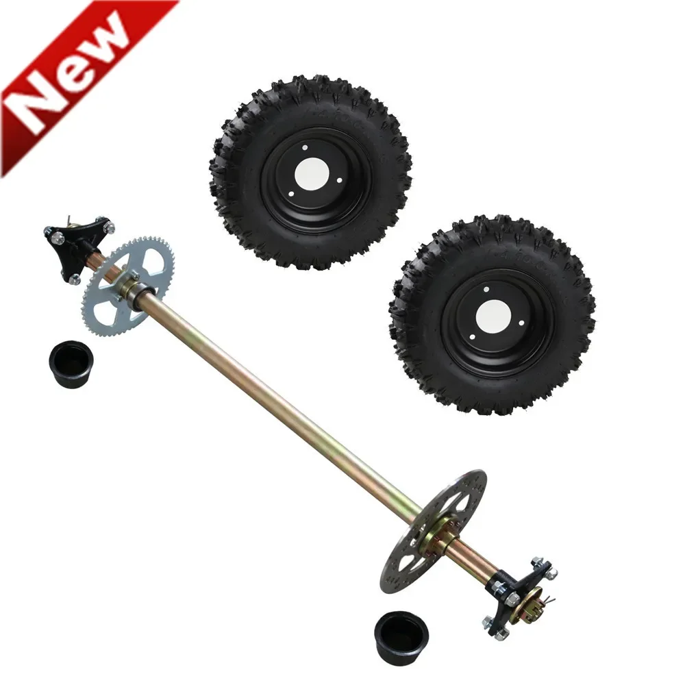 Go Kart DIY Rear Axle Assembly Wheel Hub Kit with 2pcs 4.10-6 Wheels For Mini Kids ATV QUAD Buggy Karting Accessories