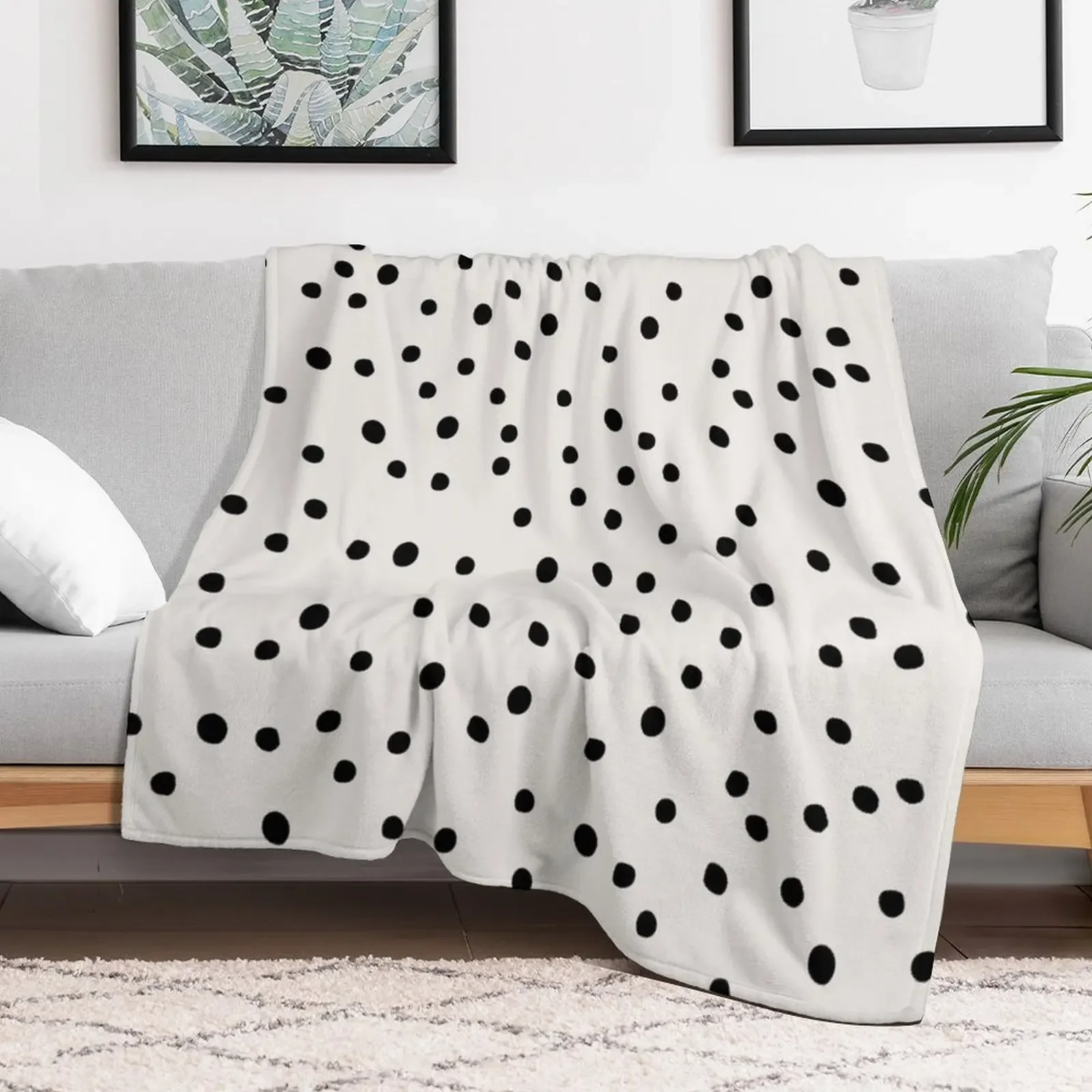 Preppy Spots, Black and White, Minimal, Polka Dot Print Throw Blanket Flannel warm for winter christmas decoration Blankets