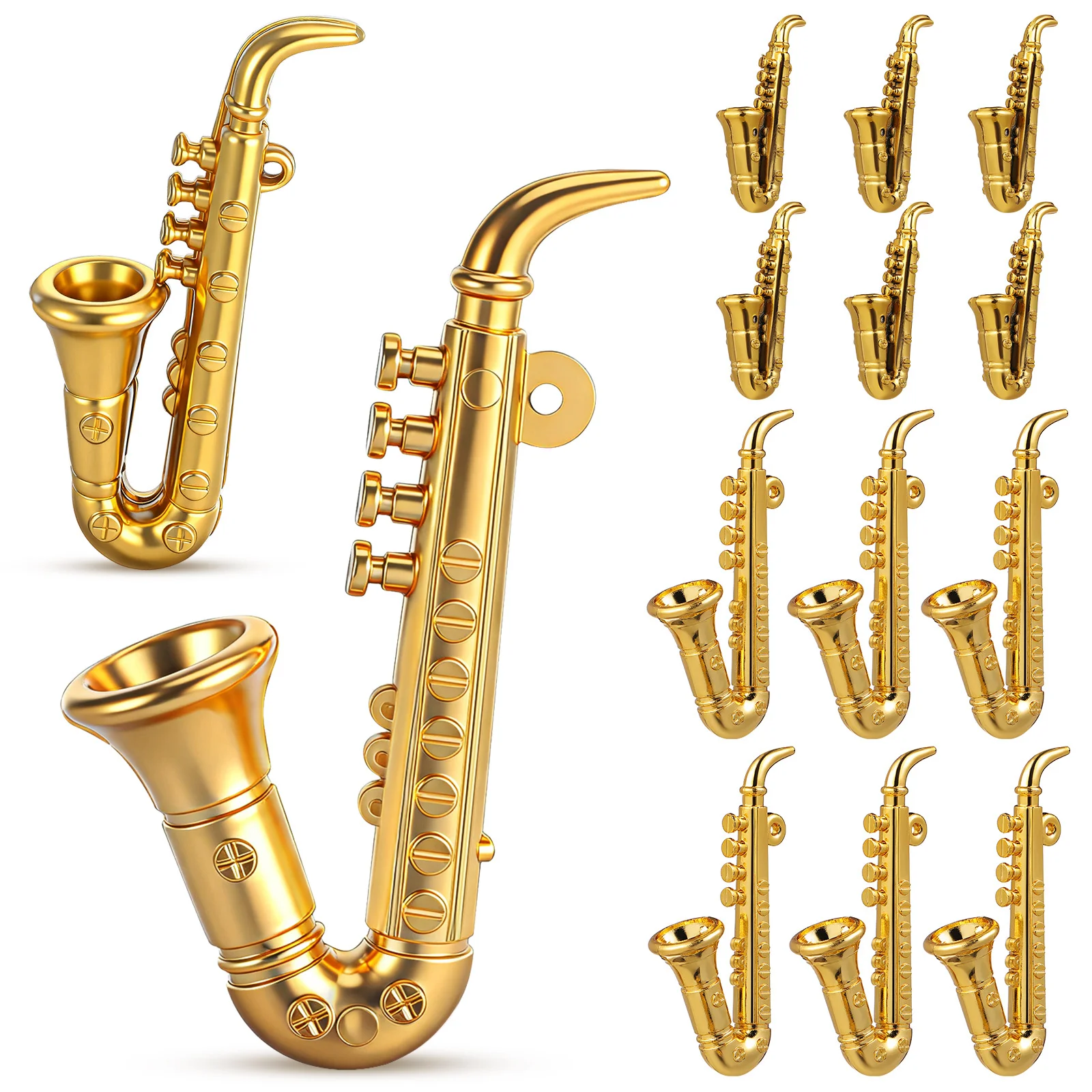 

20Pcs Saxophone Decoration Mini Plastic Musical Instruments Xmas Tree Hanging Ornaments Party Favors Christmas Decor