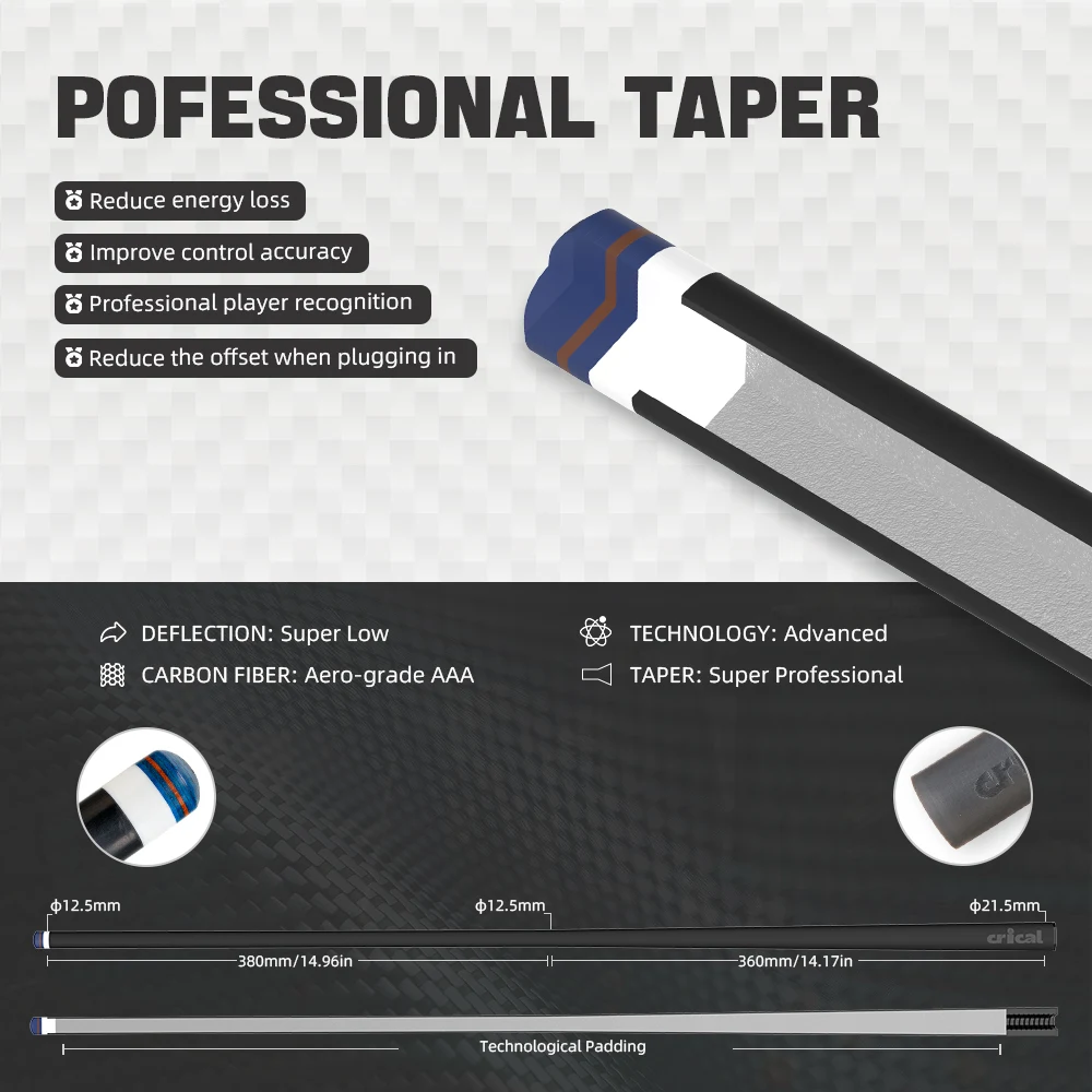 عصا تجمع من ألياف الكربون CRICAL CL-PRO مع طرف 12.5 مم انحراف منخفض لعصا البلياردو الاحترافية #5
