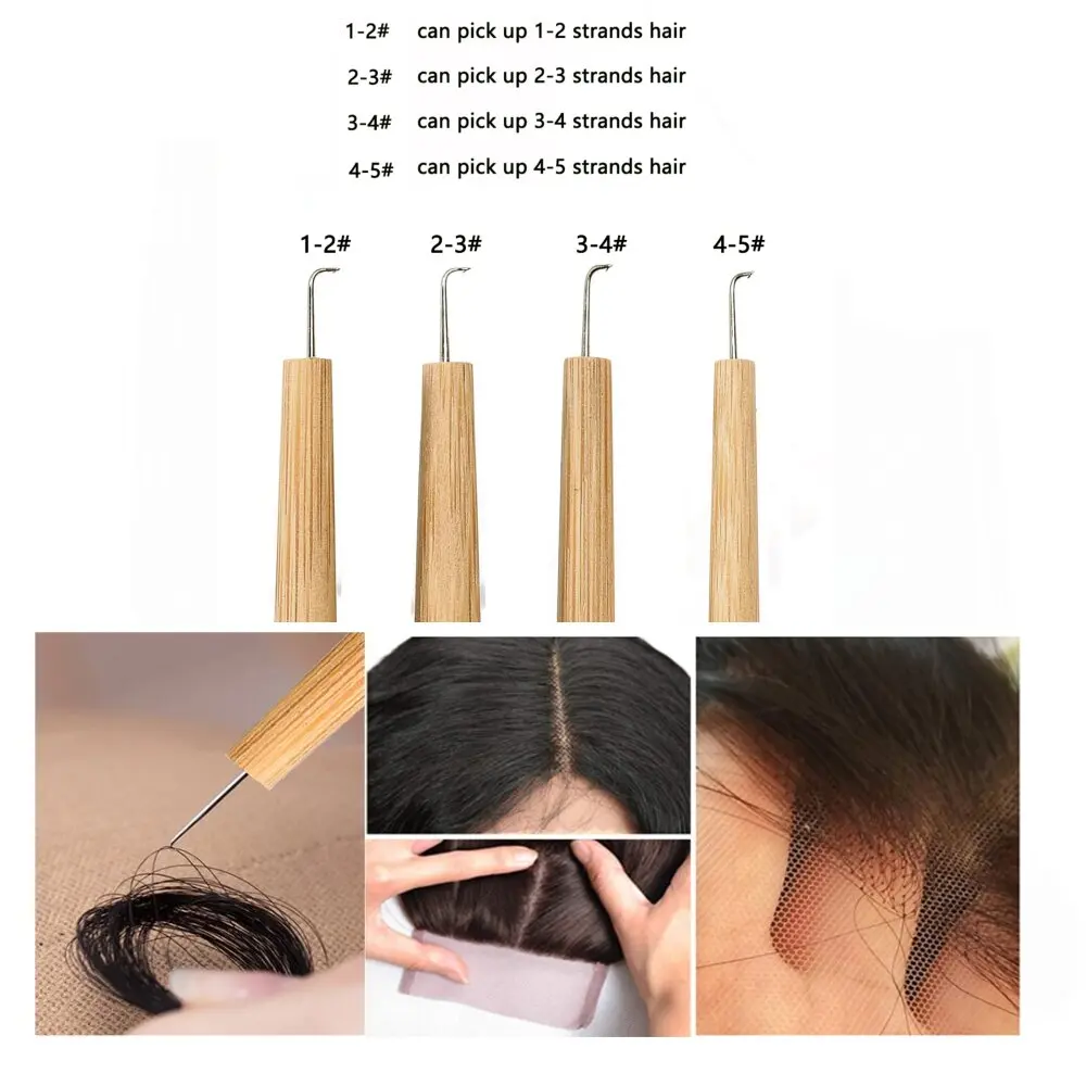 

Ventilating Hook Needle for Lace Wig Wood Handle Wig Hook Wig Making Needle Hook With Wood Holder Wig Accessories