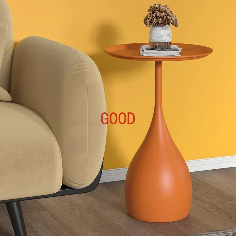 

Nordic Style Small round Side Table Wrought Iron Movable Coffee Table for Living Room Bedroom Corner Home Decor