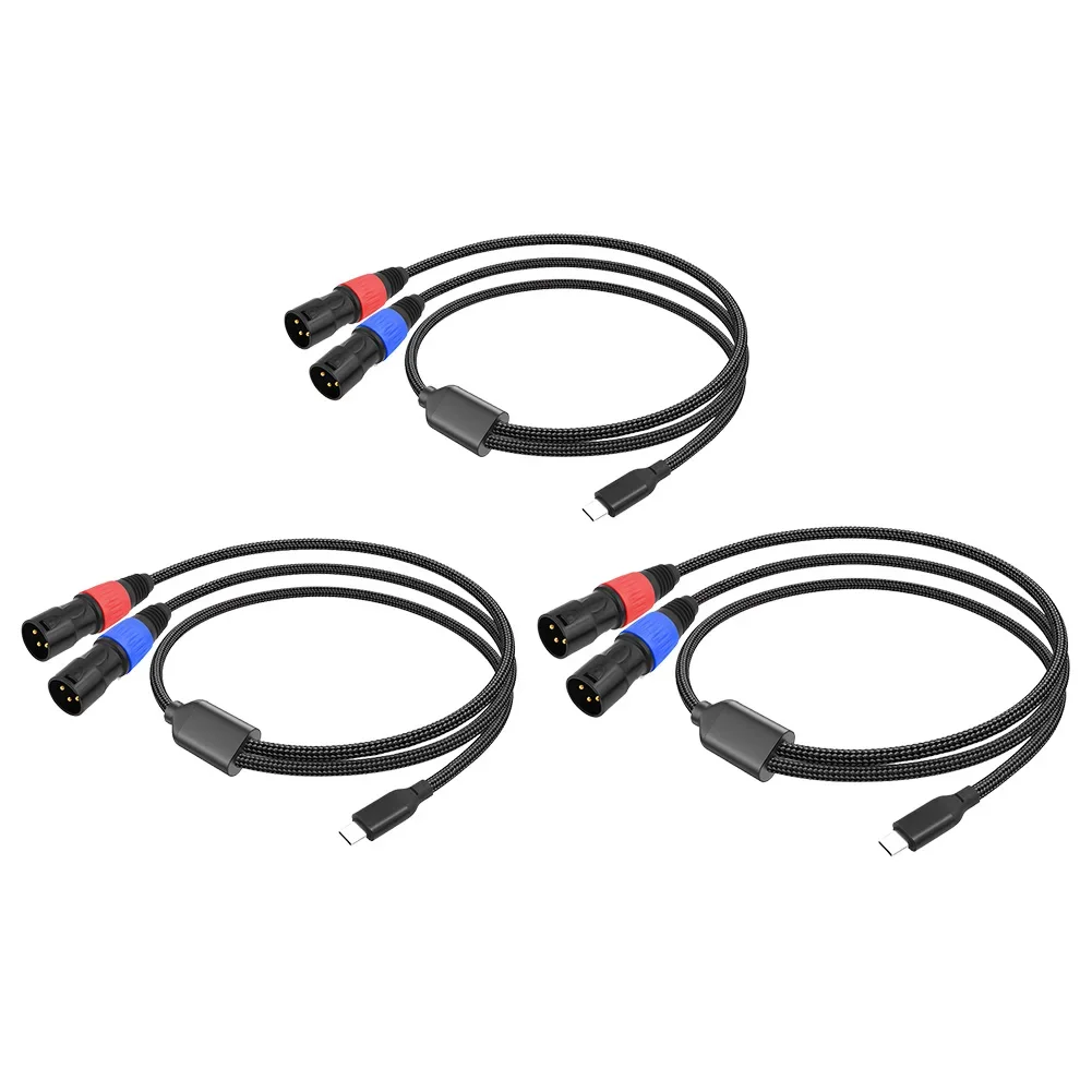 Image of Cavo audio stereo USB tipo C maschio a 2 XLR maschio DAC 24BIT 192KHZ tipo C a doppio cavo Aux XLR maschio per smartphone laptop cod004