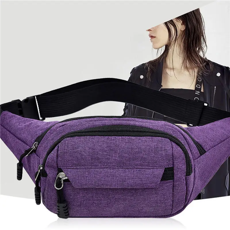 

Waist Packs Women Men Waterproof Outdoor Sports Bag Unisex Canvas Pouch Fanny Pouch Solid Color Zipper Crossbody Male Bags