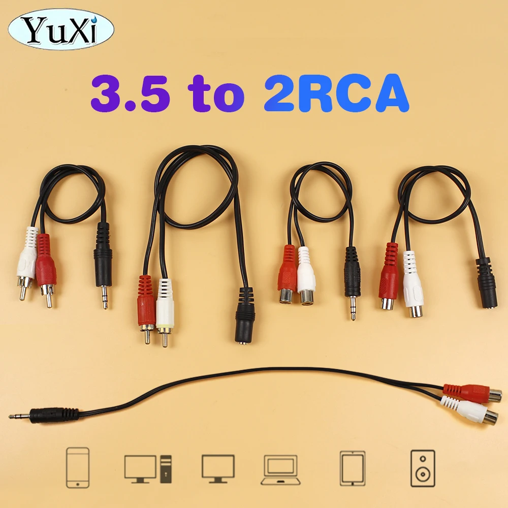 

1Pc 3.5mm Jack Aux to 2RCA Audio Video Cable For TV PC Phone Stereo Y Splitter Cable AV Adapter 2 RCA Cord Wire For VCR DVD