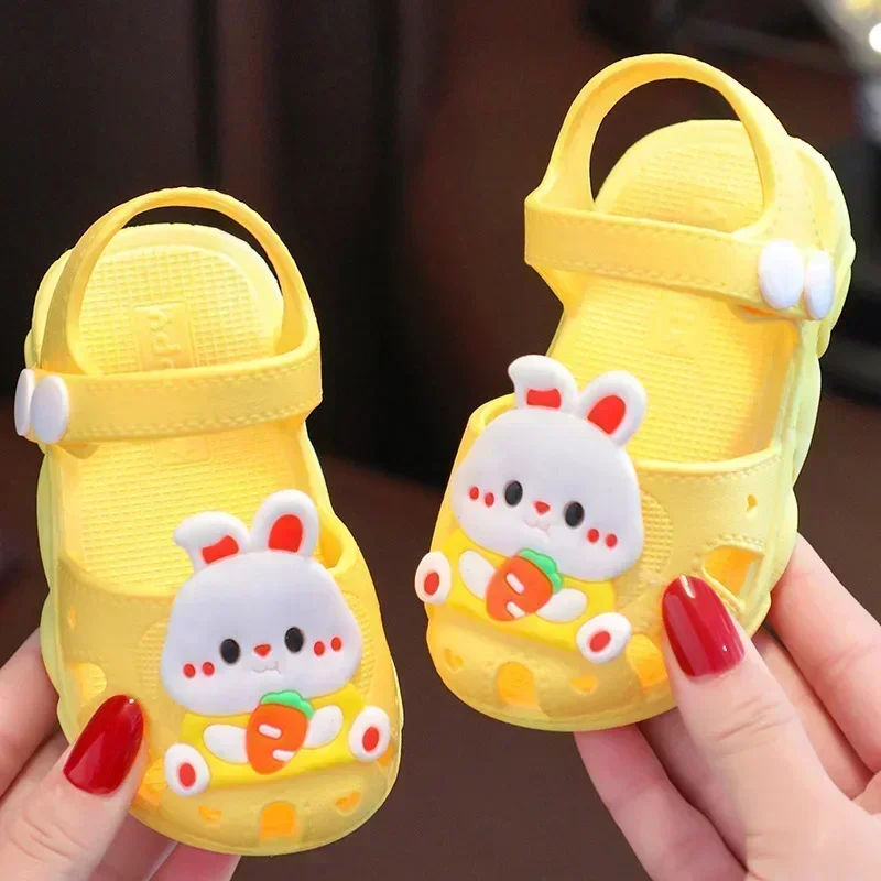 Cartoon Rabbit Sandals Summer Baby Girls\' Shoes Home Anti Slip Infant Girl‘s Sandal Soft Sole Beach Kids Shoes