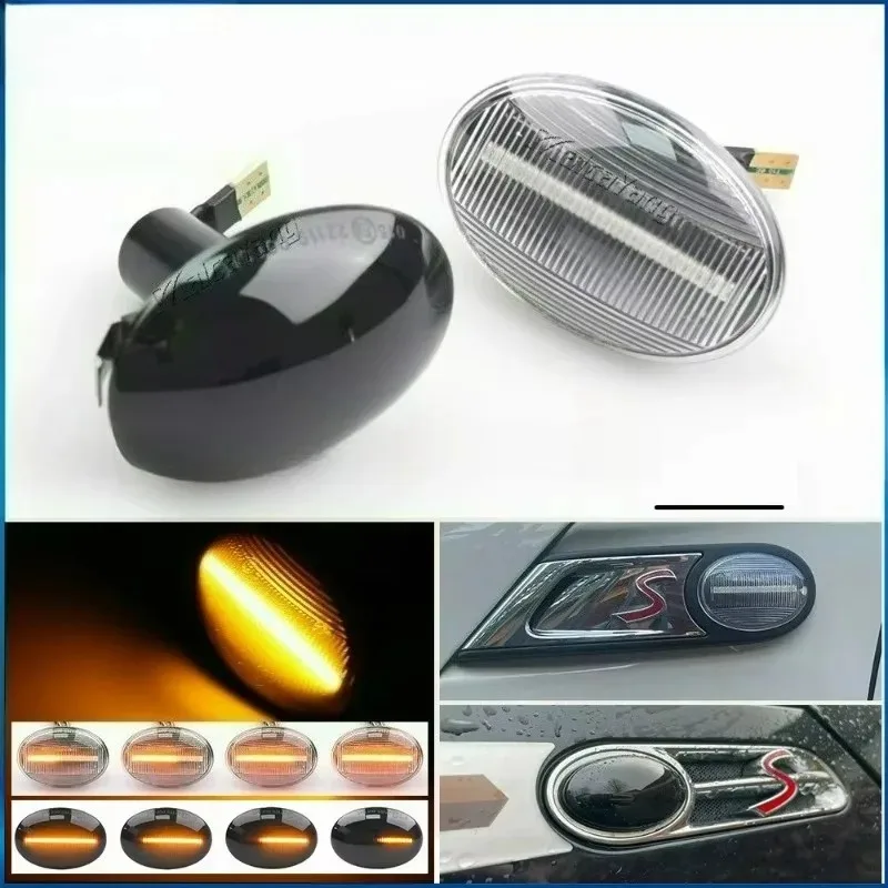 

Poer 2X for BMW MINI Cooper R55 R56 R57 R58 R59 2007-2013 12V Car Flowing Side Repeater Lamp Dynamic LED Side Marker Light Indic