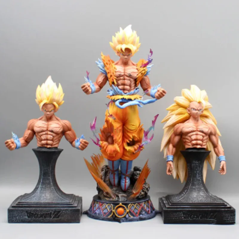 33.5cm Dragon Ball Goku Figures Son Goku Anime Figures Super Saiyan 3 Gk Statue Figurine Model Doll Collection Room Decora Toys