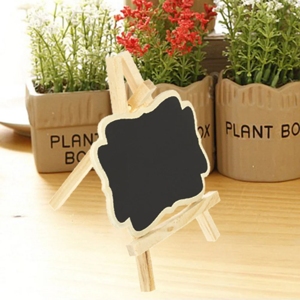

10Pcs Mini Blackboard Chalkboard Signs Small Wooden Table Stands Desktop Decoration Wedding Party Message Board