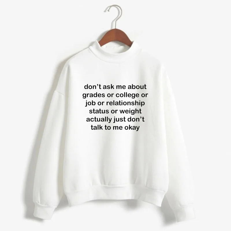 Don't ask me about grades Print Women Sweatshirt Korean O-neck Knitted Pullover Thick Autumn Winter Candy Color girl Clothes