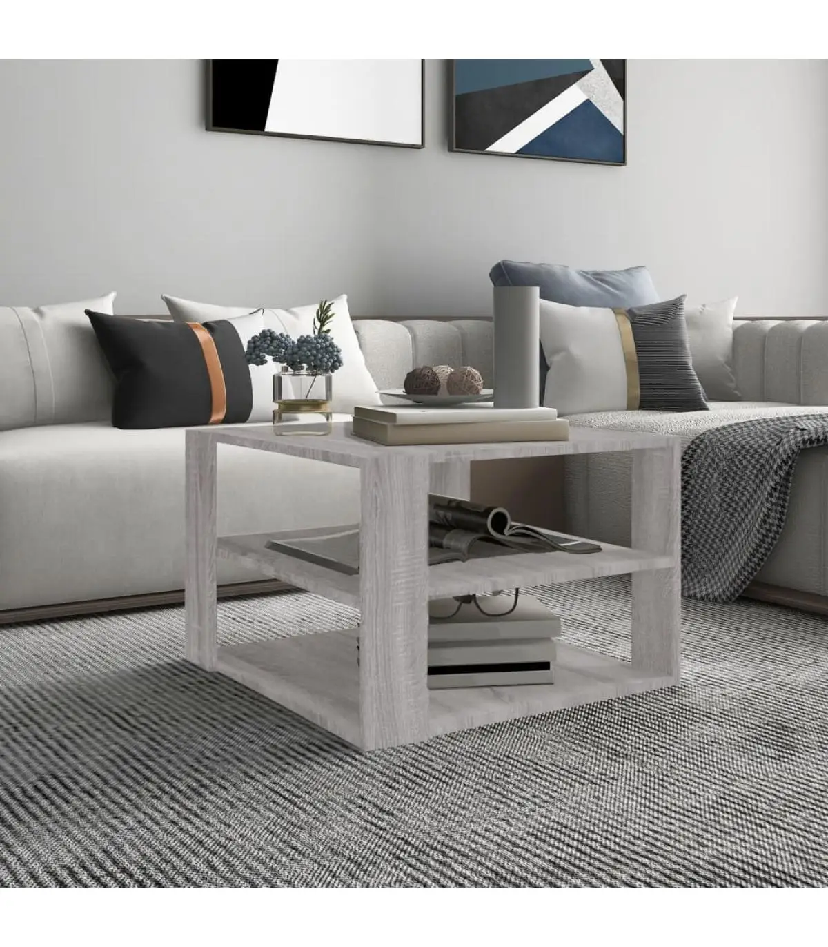 Coffee tables gray plywood coffee table Sonoma 60x60x40 cm