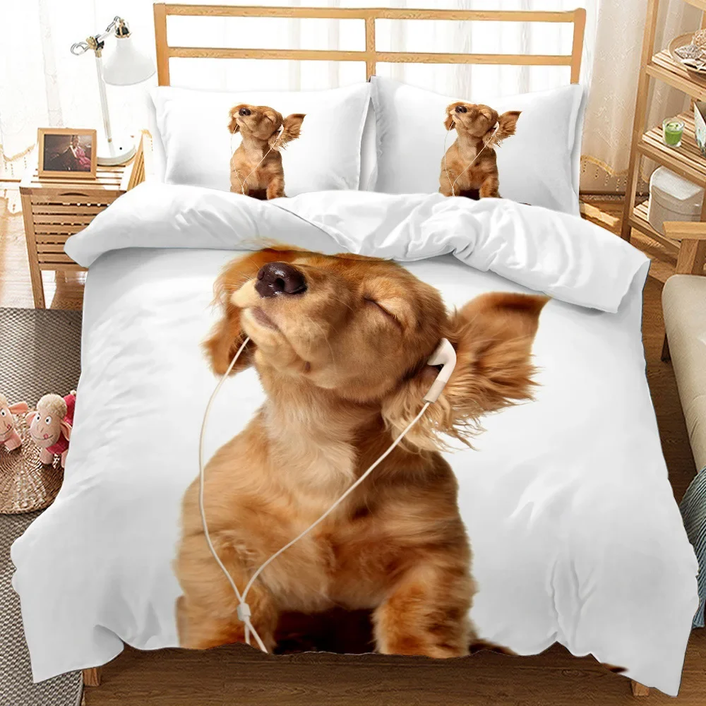 High Quality White Bedding Set Queen Size Cartoon Bed Set 2pcs 3pcs Super Warm Winter Teen Girl Bedding Set Pet Cat, Cartoon Dog