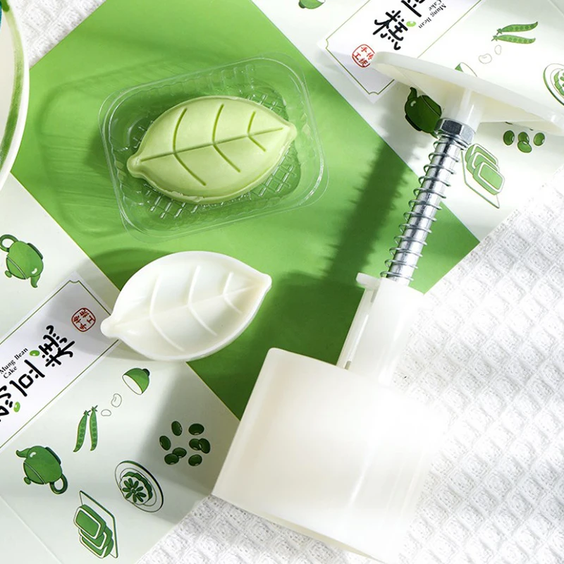 プラスチックモロンケーキ型クッキーカッター、リーフスタンプ付き、再利用可能な手動プレス面、ペストリー装飾ツール、30g