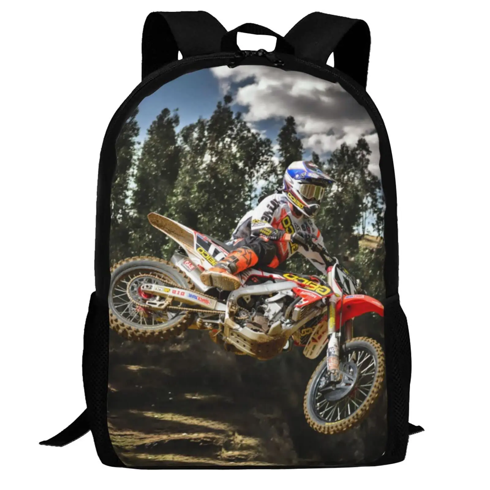 Motorcycle Backpacks for Men Boys Dirt Bike School Book Bag Travel Hiking Camping Daypack Kids Teens School Bag Laptop Daypacks