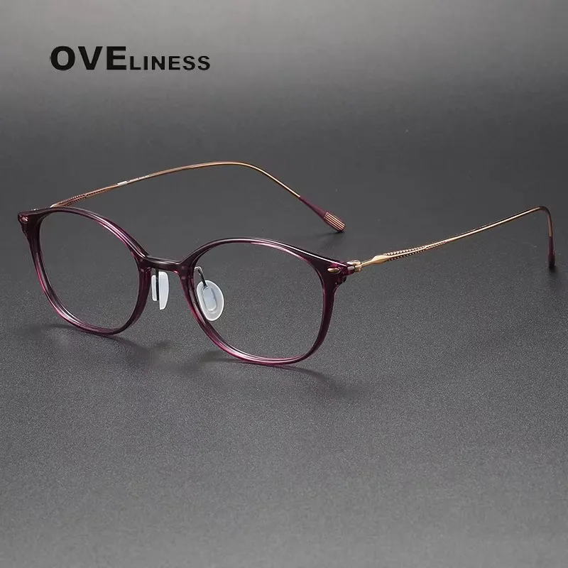 

Acetate Titanium Glasses Frame women Men Retro Vintage Round Eyeglasses frames Spectacles Eyewear