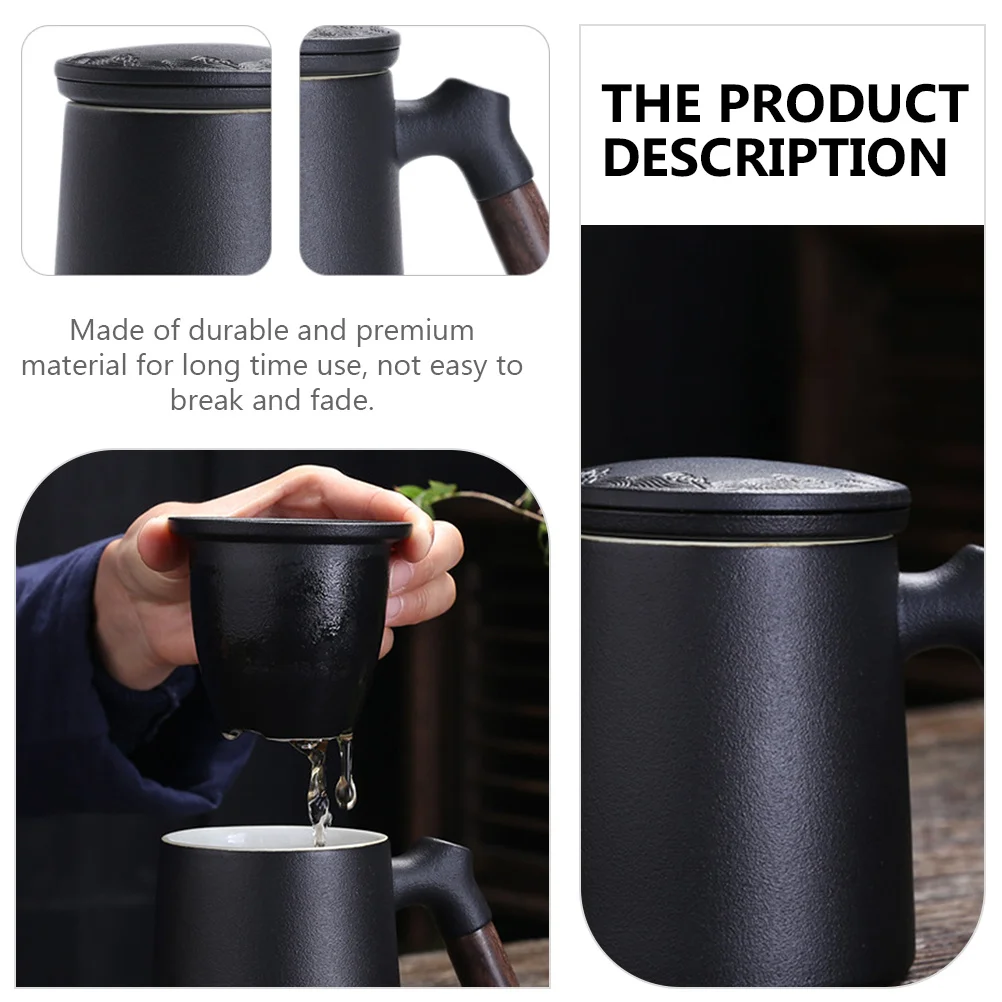 

1Set Ceramic Tea Cup with Lid Mug for Office Home Travel Separation Ceramic Filter Cup