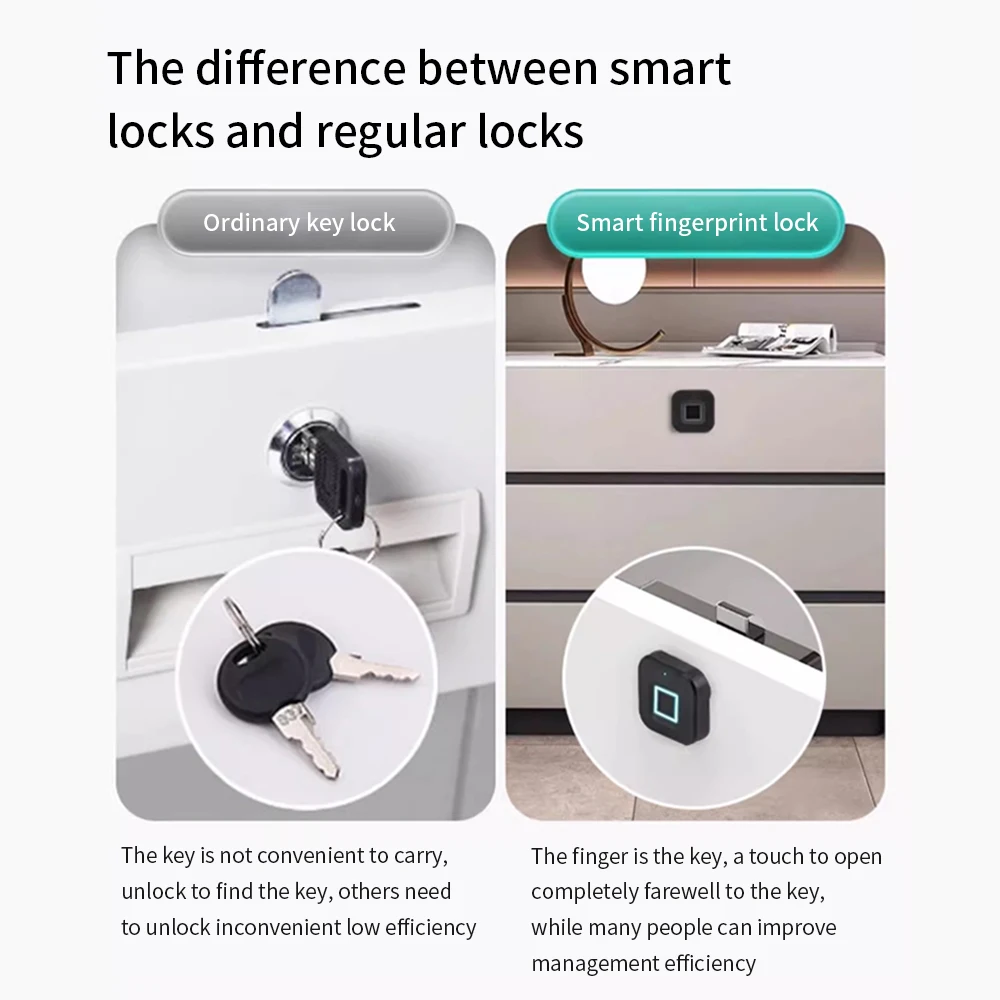 Smart Vingerafdruk Ladeslot Tuya APP Elektrisch Keyless Onzichtbaar Sensorslot 13.56Mhz IC-kaart Ontgrendelen Geen Gat Kastmeubilair