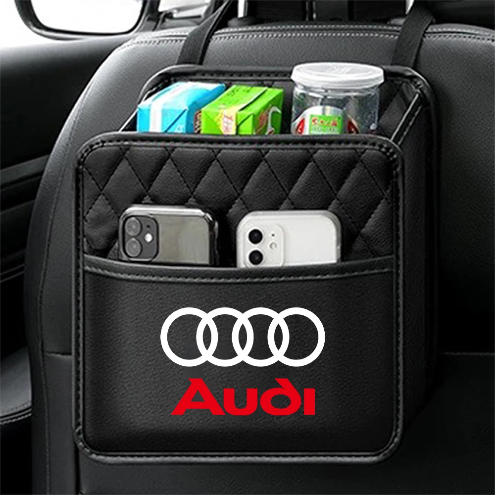 Car Backseat Storage Bag Phone Pocket Auto Back Seat Organizer Hanging Storage Pouch for AUDI SLINE Emblem Badge LOGO Accessorie