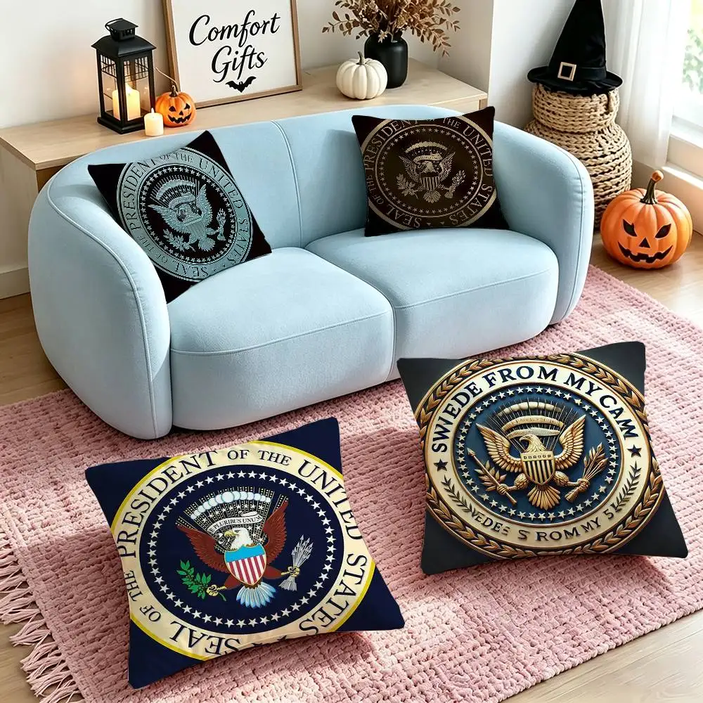 S-Seal Of The P-President  Square Double-Sided printed Pillow Case Bedroom Bedside Pillow Sofa Cushion Cover