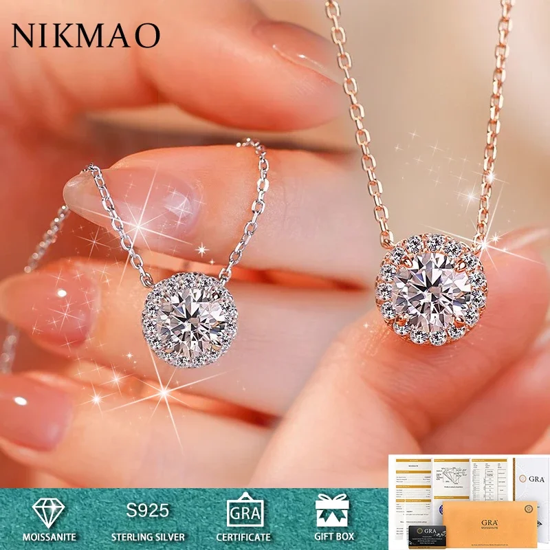 1ct D Color Real Moissanite Necklaces Elegant Jewelry for Women S925 Sterling Silver Diamond Test Past 18k Pendant Necklace Gift