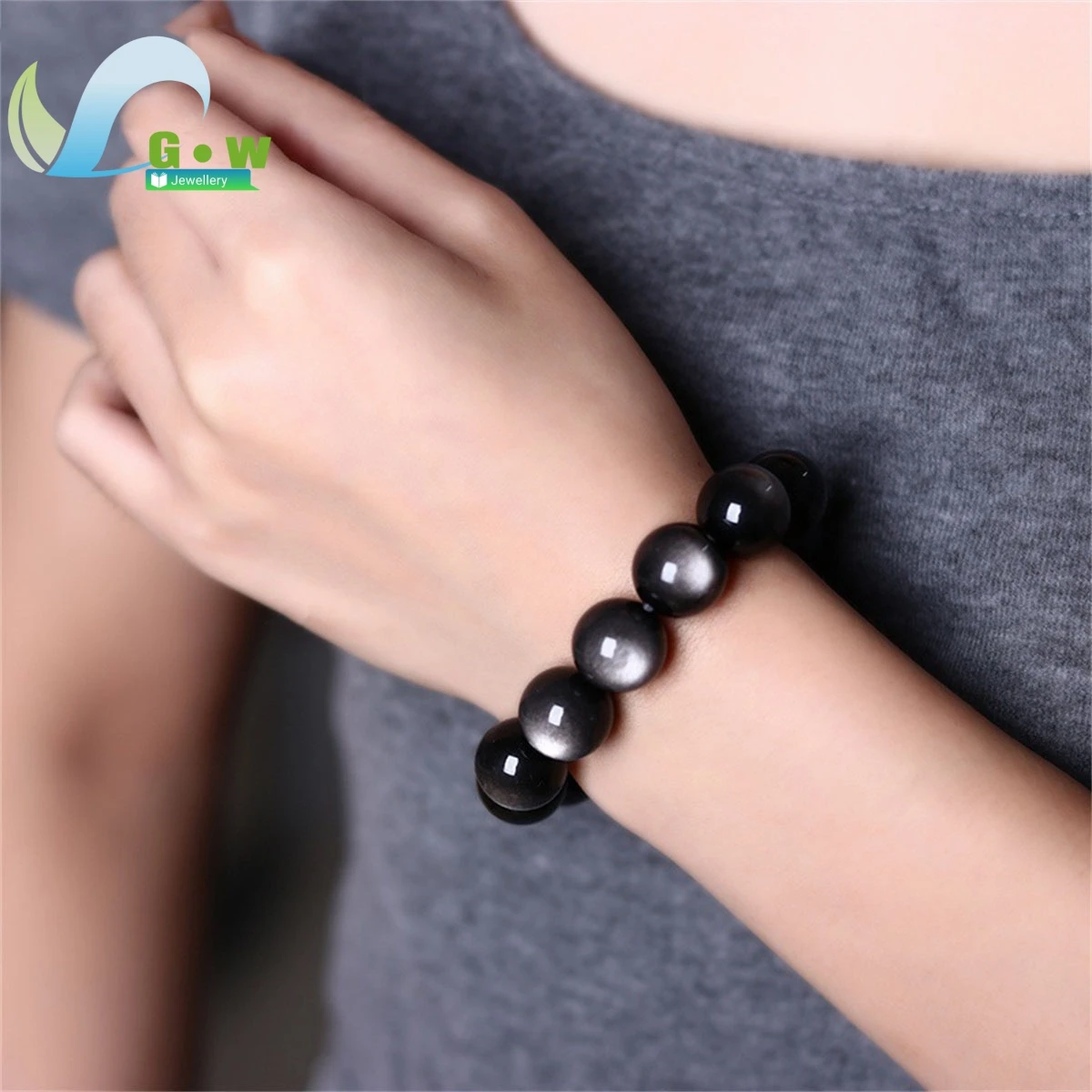 Natural Silver Obsidian Bracelet Men\'s and Women\'s Models Double Cat Eyes Silver Obsidian Gold Obsidian Lucky Amulet Hand String