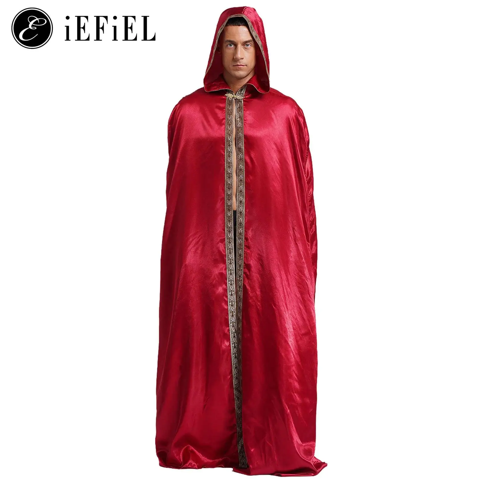 Adult Silky Satin Hoodie Full Length Medieval Cloak Victorian Vampire Sun Block Mantle Renaissance Dark Witch Cape