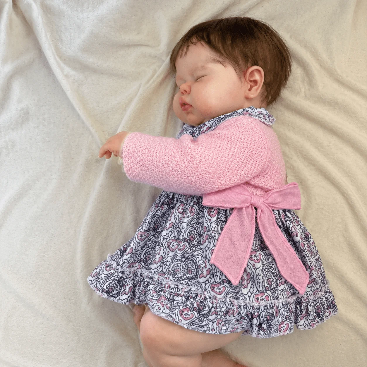 BZDOLL Asleep Reborn Baby Doll, 50CM Cloth Body for Kids Play Toy Handmade Lifelike Realistic Newborn Doll, Birthday Gift