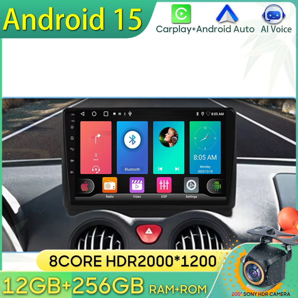 Android 15 Car Radio For Citroen C2 C3 2002-2006 GPS Navigation Android Auto Carplay Wifi Video Stereo 2k Screen No 2din BT DVD