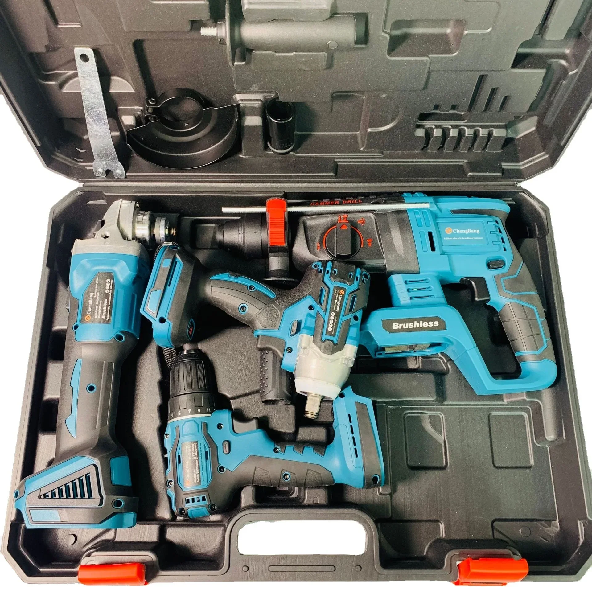 HENGLAI Am-azon Hot Selling The Wrench Combo Tool Set 18V Professional Cordless Power Tools Wrench Set Combo for Wholesale