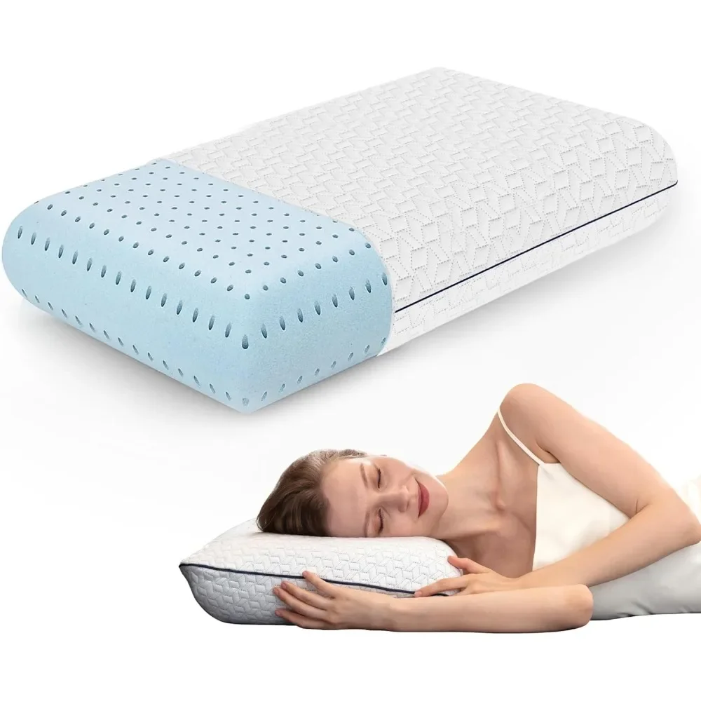 

Gel Memory Foam Pillow -Standard Size - Ventilated, Premium Bed Pillows with Viscose Made from Bamboo Pillow Cover, Cooling,